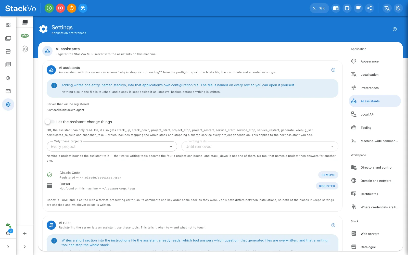 AI assistants in the settings
